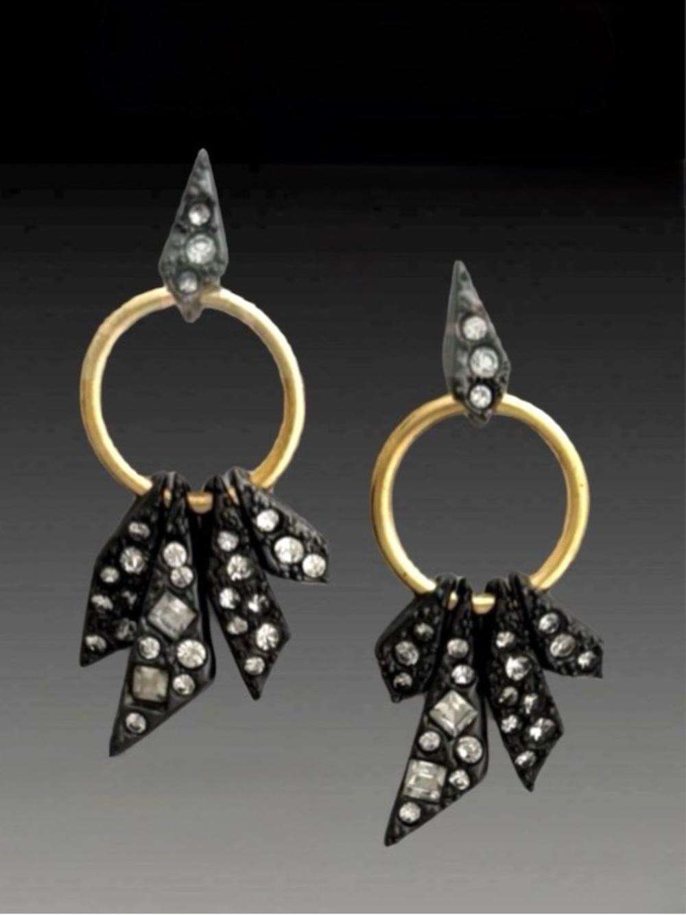 NEW Alexis Bittar Pave Crystal Origami Door Knocker Stud Drop Earrings SB11